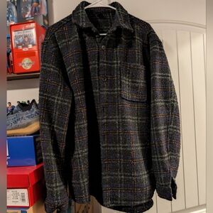 SHEIN Black and Blue Plaid Casual Button Down Shirt